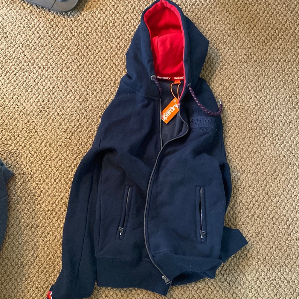 SuperDry Zip Up Hooded Sweatshirt Size M